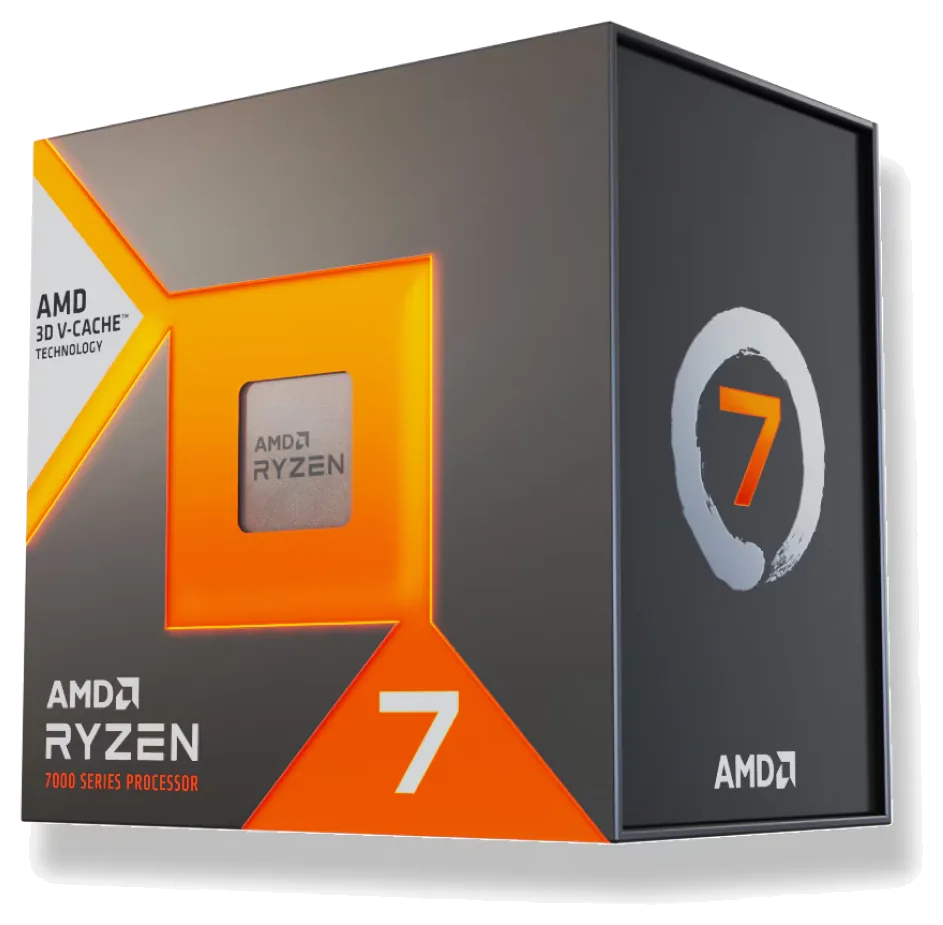 Caja oficial del procesador AMD Ryzen 7 7800X3D con tecnología 3D V-Cache