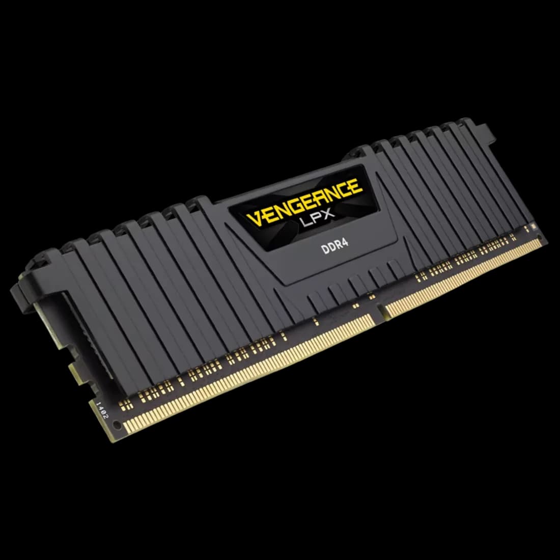 Módulo individual de memoria RAM Corsair Vengeance LPX vista en perspectiva